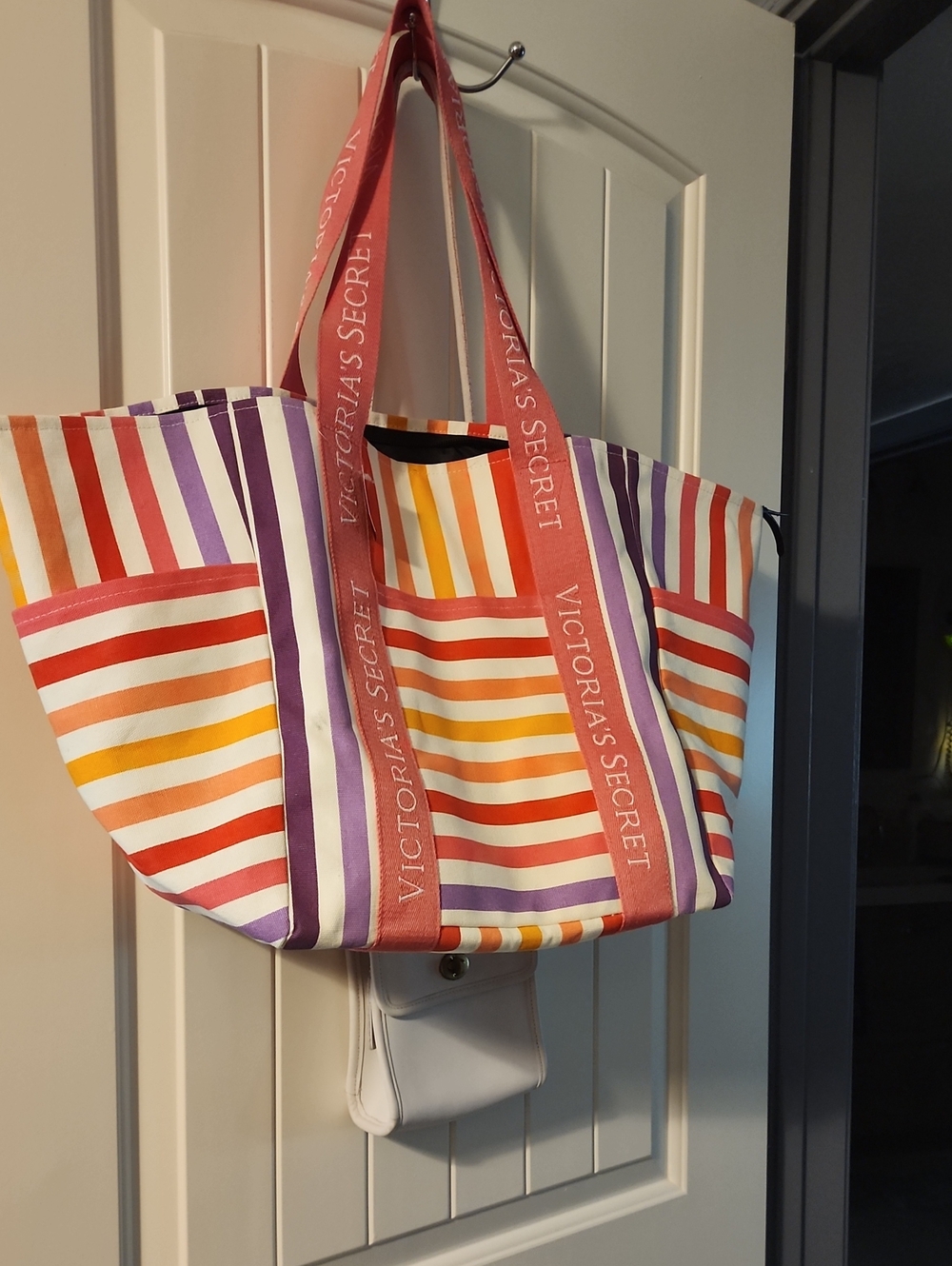 Victoria's Secret Multicolor Stripe Canvas Tote - Pink Straps - Picture 6 of 6